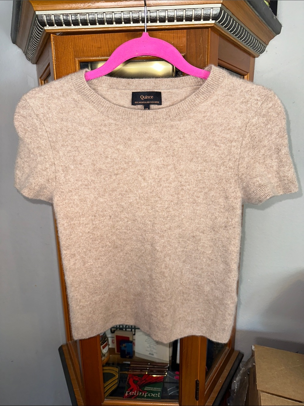 Quince Short Sleeve Crewneck Sweater in Blush Cream